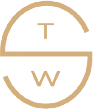 The Space Whisperer gold logo symbol.