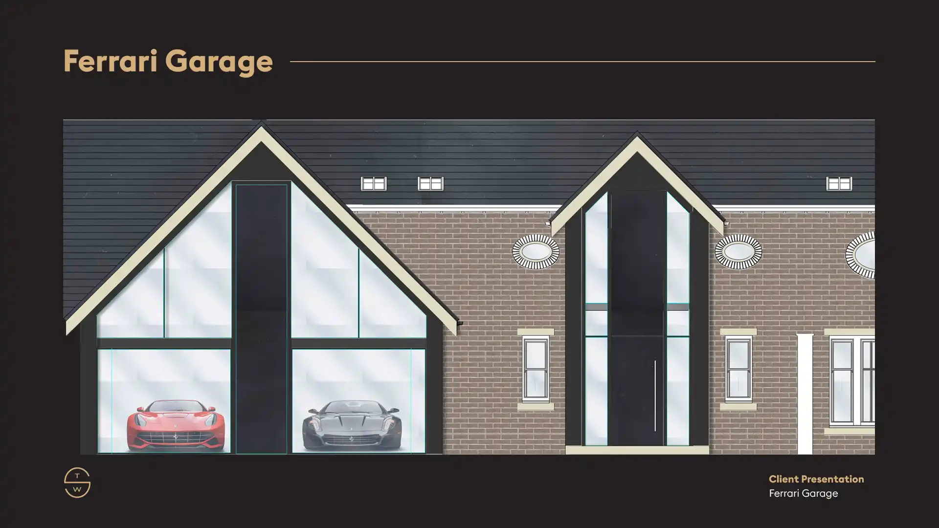 A luxury home extension design featuring a Ferrari garage in Alderley Edge.