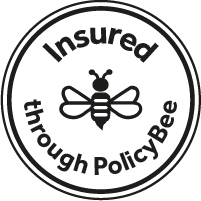 PolicyBee insurance logo indicating professional coverage for The Space Whisperer design services.